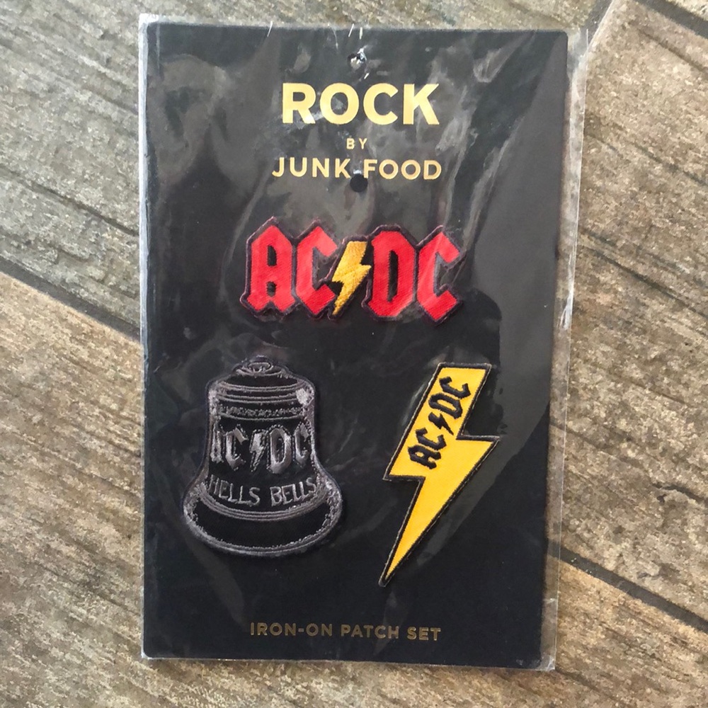 AC/DC Embroidered Iron-On 3 Patch Set Rock By Junk Food Heavy Metal